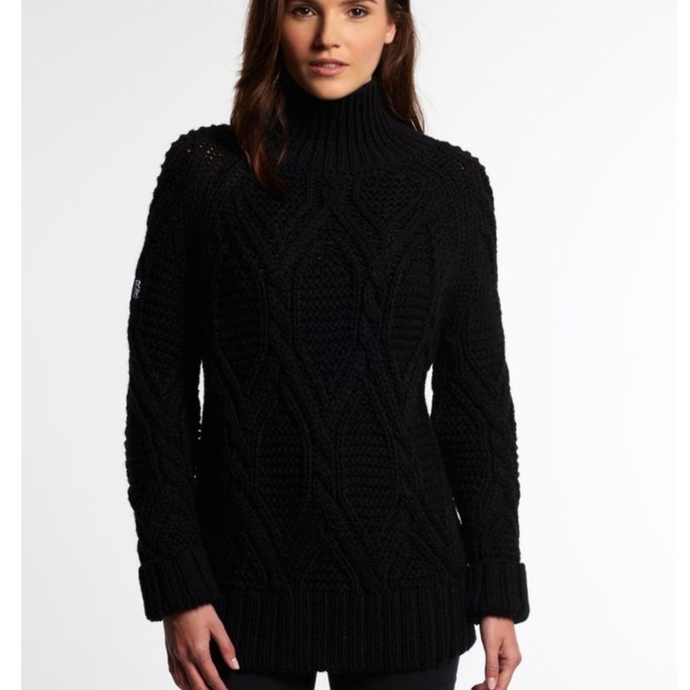Superdry Karella Lattice Knit‎ Sweater Black Size XS